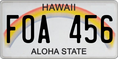 HI license plate FOA456