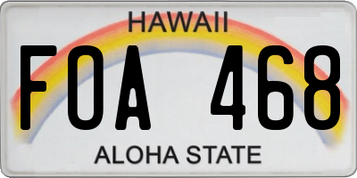 HI license plate FOA468