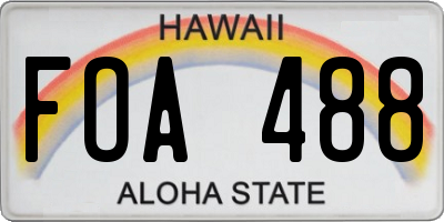 HI license plate FOA488