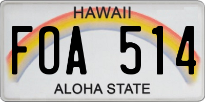 HI license plate FOA514