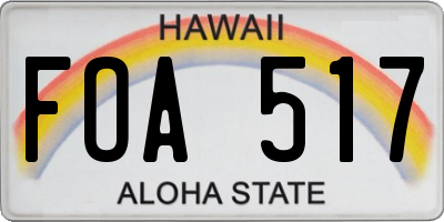 HI license plate FOA517
