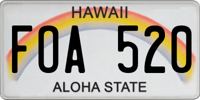 HI license plate FOA520