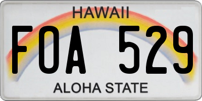 HI license plate FOA529