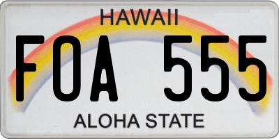 HI license plate FOA555