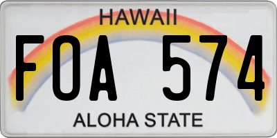 HI license plate FOA574