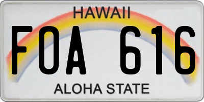 HI license plate FOA616