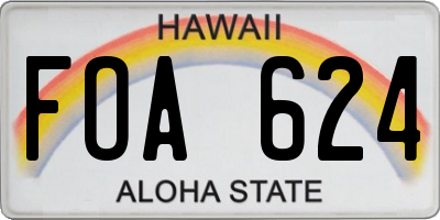 HI license plate FOA624