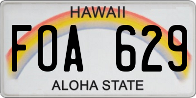 HI license plate FOA629