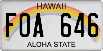 HI license plate FOA646