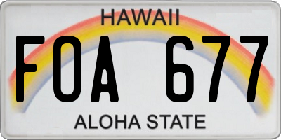 HI license plate FOA677