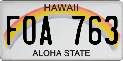 HI license plate FOA763