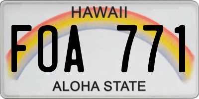 HI license plate FOA771