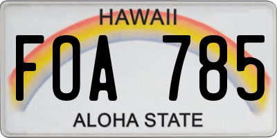 HI license plate FOA785