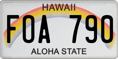 HI license plate FOA790
