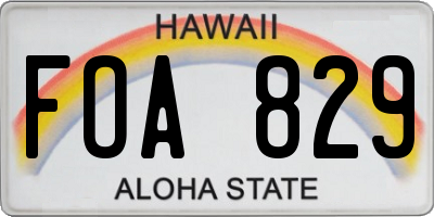 HI license plate FOA829