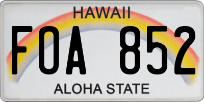 HI license plate FOA852