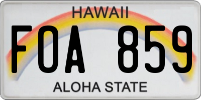 HI license plate FOA859