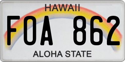 HI license plate FOA862