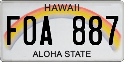 HI license plate FOA887