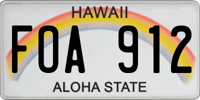HI license plate FOA912