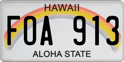 HI license plate FOA913