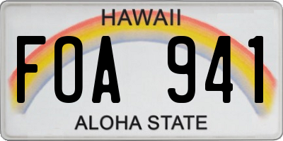 HI license plate FOA941
