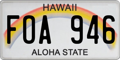 HI license plate FOA946