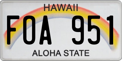 HI license plate FOA951
