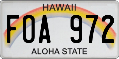 HI license plate FOA972