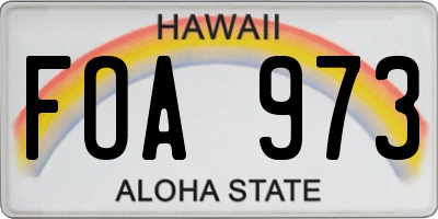 HI license plate FOA973