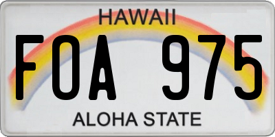 HI license plate FOA975