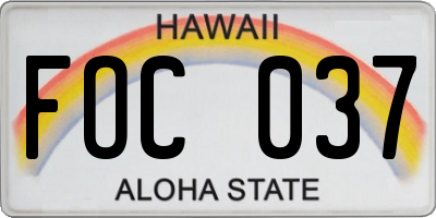 HI license plate FOC037