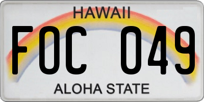 HI license plate FOC049