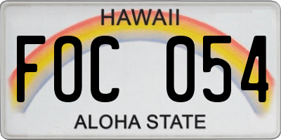HI license plate FOC054