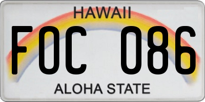 HI license plate FOC086