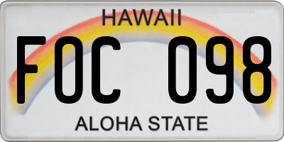 HI license plate FOC098