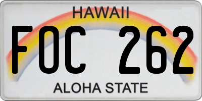 HI license plate FOC262