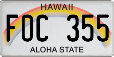 HI license plate FOC355
