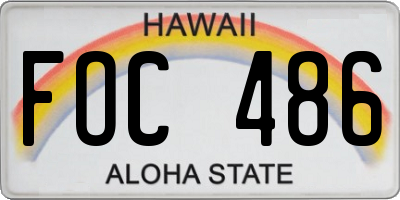 HI license plate FOC486