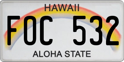 HI license plate FOC532