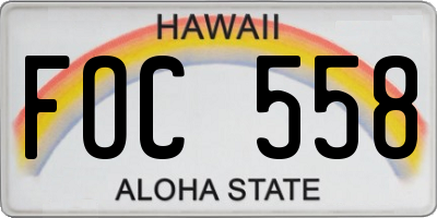 HI license plate FOC558