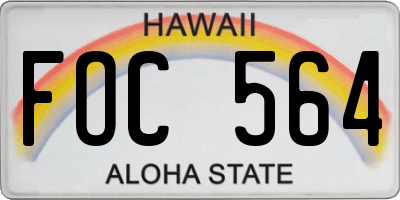 HI license plate FOC564