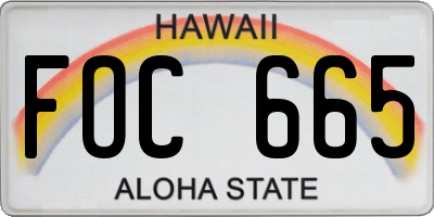 HI license plate FOC665