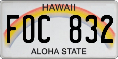 HI license plate FOC832