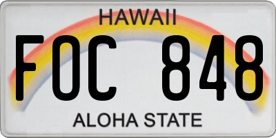 HI license plate FOC848