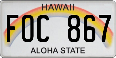 HI license plate FOC867