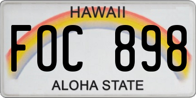 HI license plate FOC898