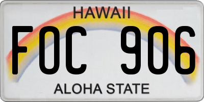 HI license plate FOC906