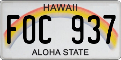 HI license plate FOC937