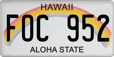 HI license plate FOC952